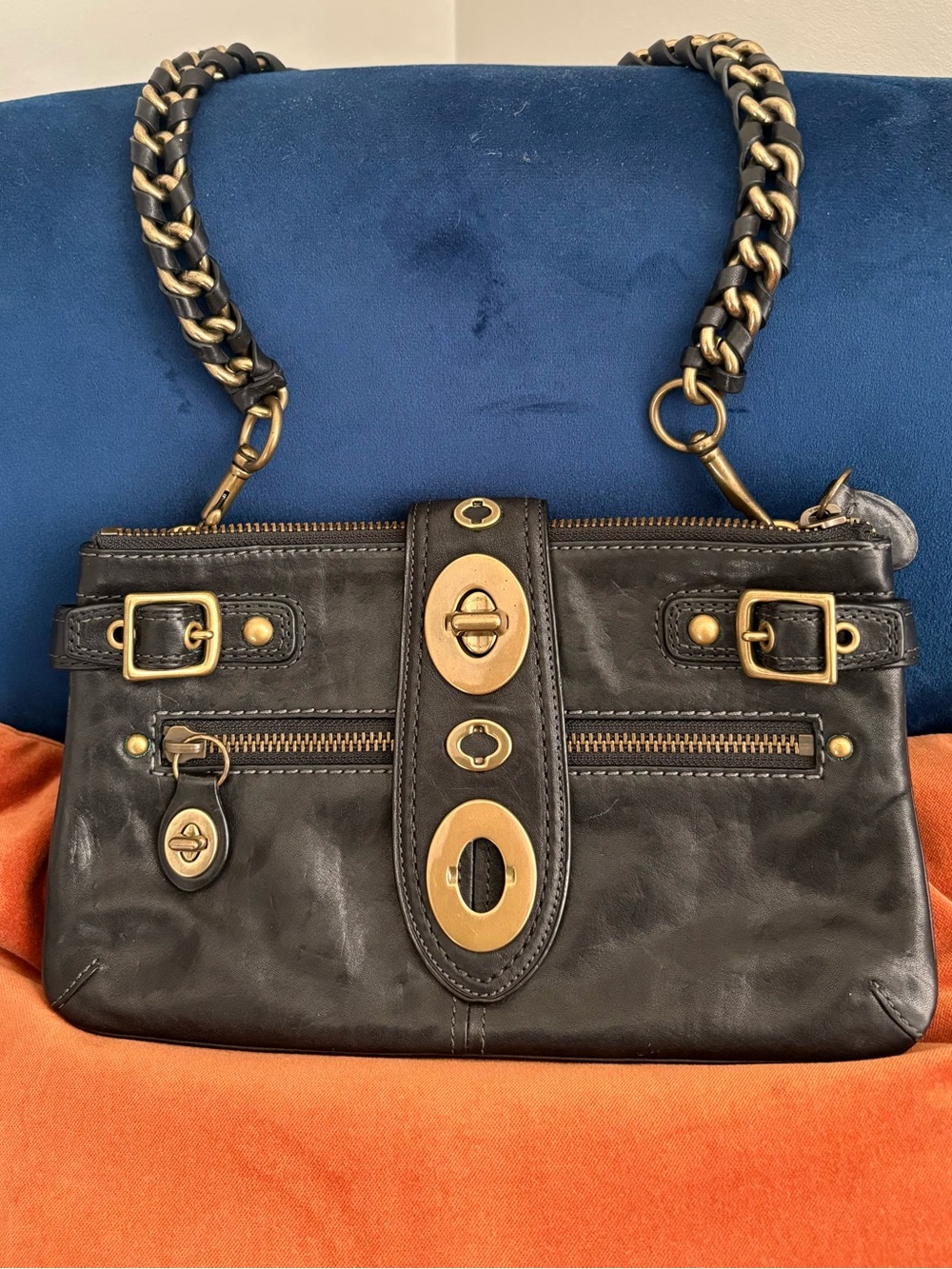 VTG Coach Legacy 11622 Bridgit Black Leather Shoulder Bag with Gold Hardware